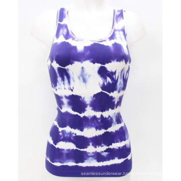 Nylon Materials Seamless Fashion Tie Dyed Ladies Vest